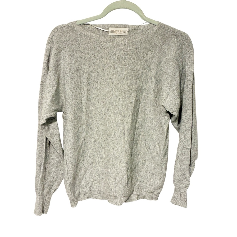 Bianco & Blu Made in Italy Grey Wool Cashmere Silk Crewneck‎ Sweater Top Large
